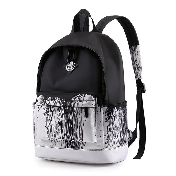 Black White School Satchel Unisex Casual Daypack Lightweight