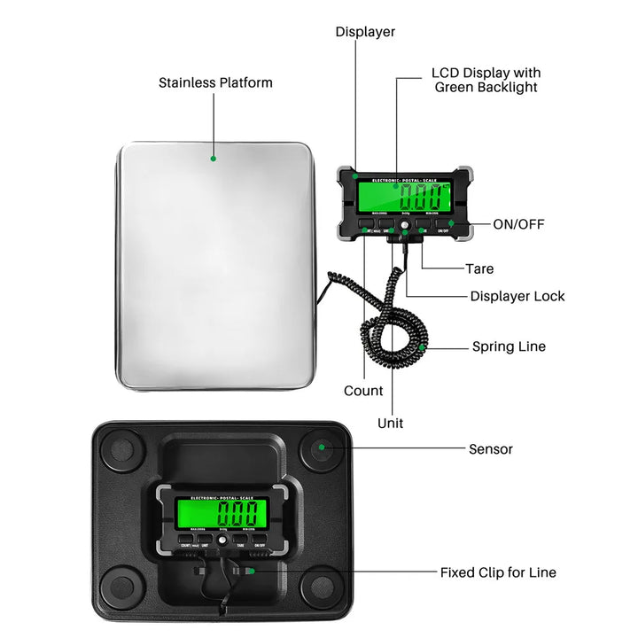 PS21 Digital Scale 200KG Electronic Postal Scale Stainless