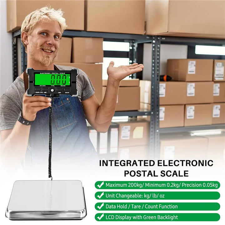 PS21 Digital Scale 200KG Electronic Postal Scale Stainless