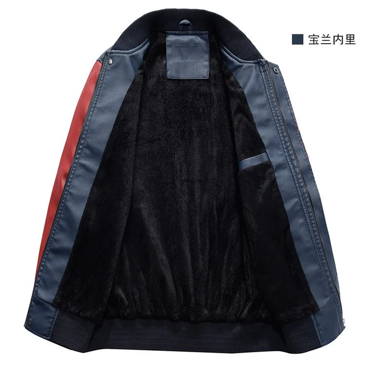 Men Slim Leather Jacket Motorcycle Casual PU Leather Coats Good Quality Male