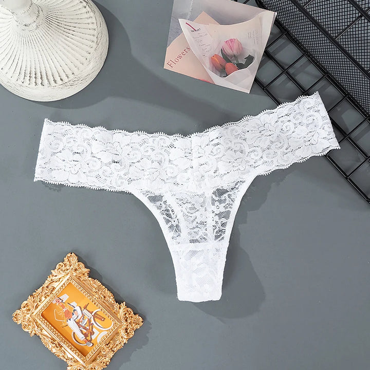 3PCS Lace Floral Women Panties Low Waist Breathable Briefs Female