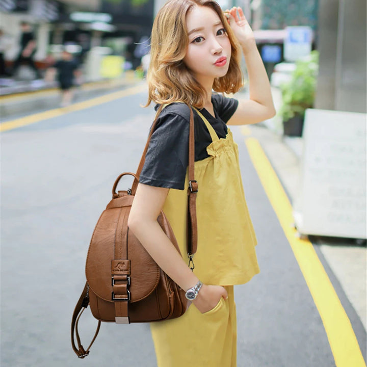 Genuine Brand Travel Backpack Women Soft Leather Shoulder Bags For Women