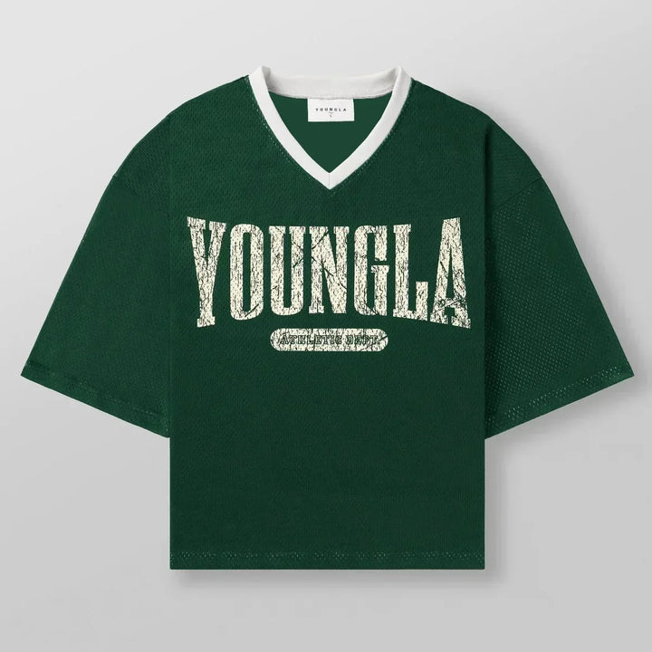 YOUNGLA American fashion brand oversized T-shirt Men's sports fitness