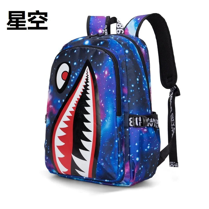 Designer shark mouth school backpacks college student girl boys waterproof