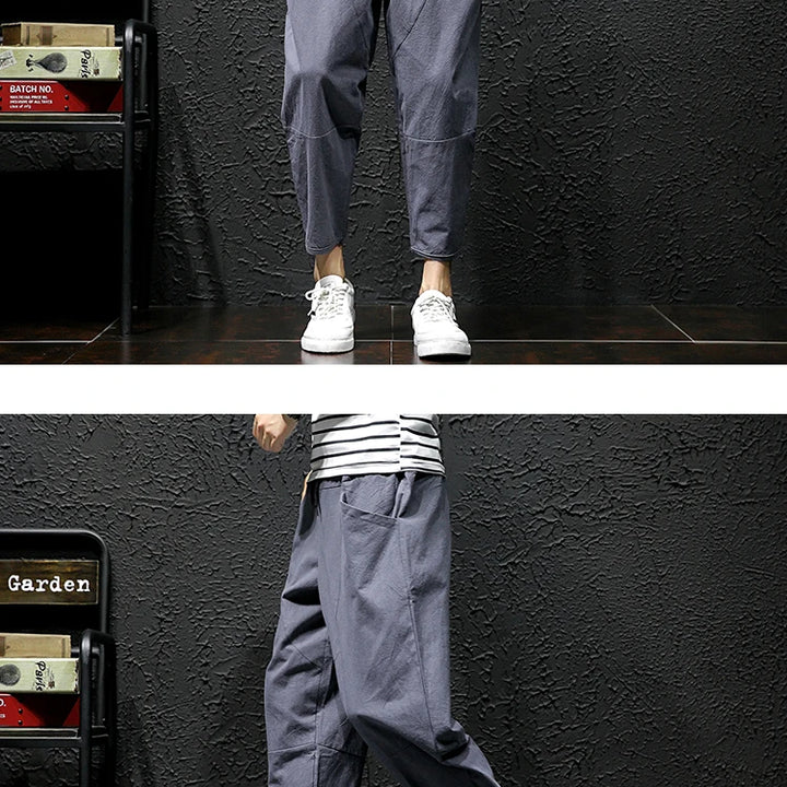 100% Cotton Ankle Length Pants Summer Casual Pants Man Trendy