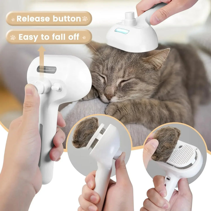 3-in-1 Electric Dog and Cat Hair Brush fo straightening and Comforting Pet Hair.