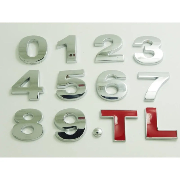 1Pcs 25mm Car Number Letters Decoration Chrome Stickers 3d Metal Alloy