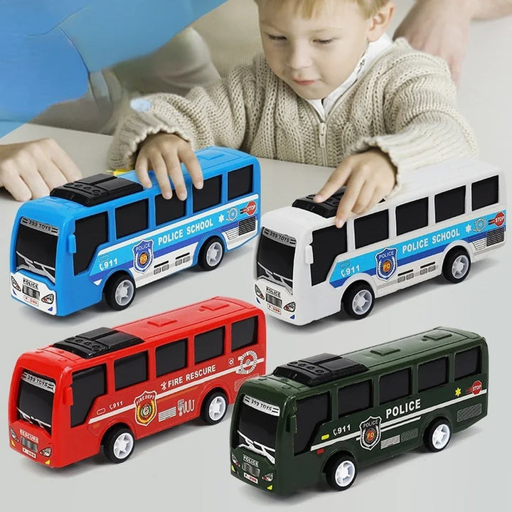 2Pcs Mini Bus Model Toy Pull Back