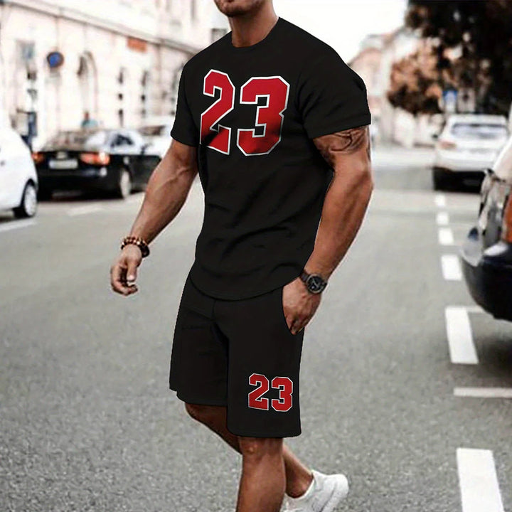 2025 Fashion Trendy Handsome Men's T-shirt Shorts Two-piece Summer Casual