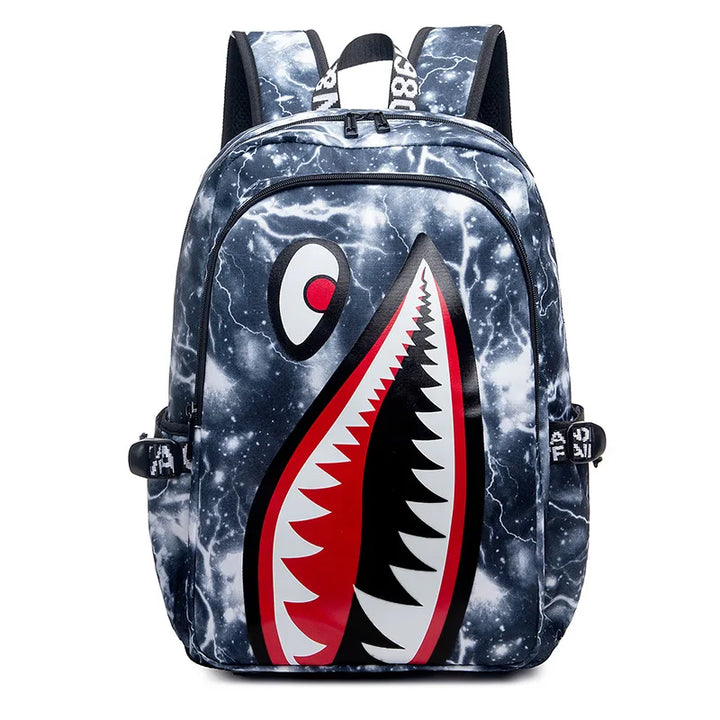 Designer shark mouth school backpacks college student girl boys waterproof