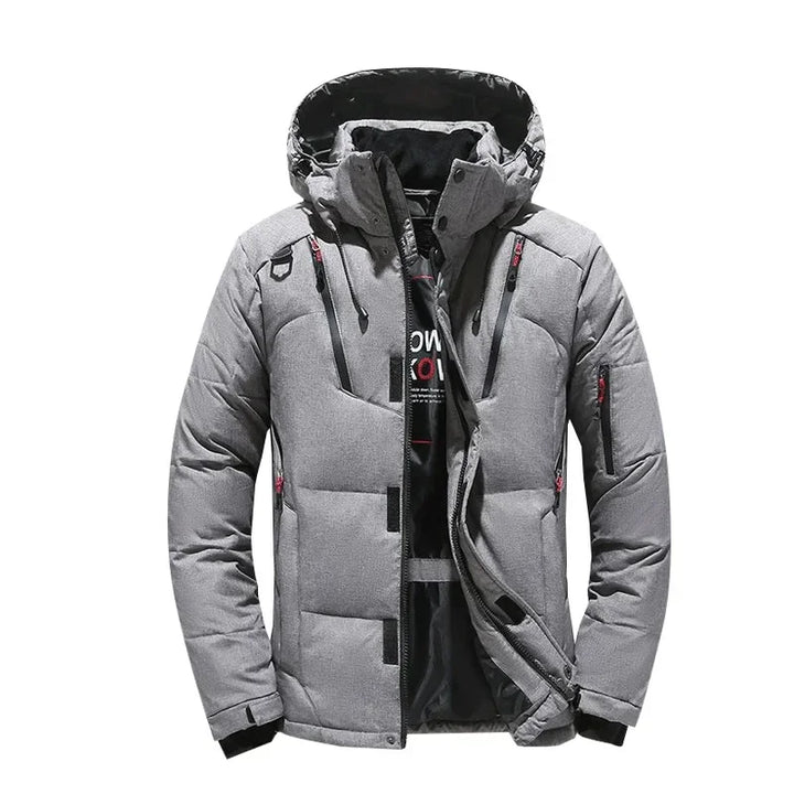 Thick Down Jacket with Collar for Men, Warm Parka, Casual Coat, Waterproof