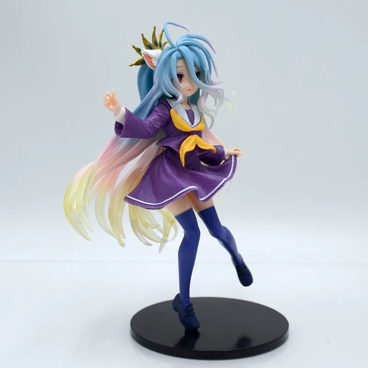 Game No Life Anime Girl Figure Shiro Cat Ear School Uniform