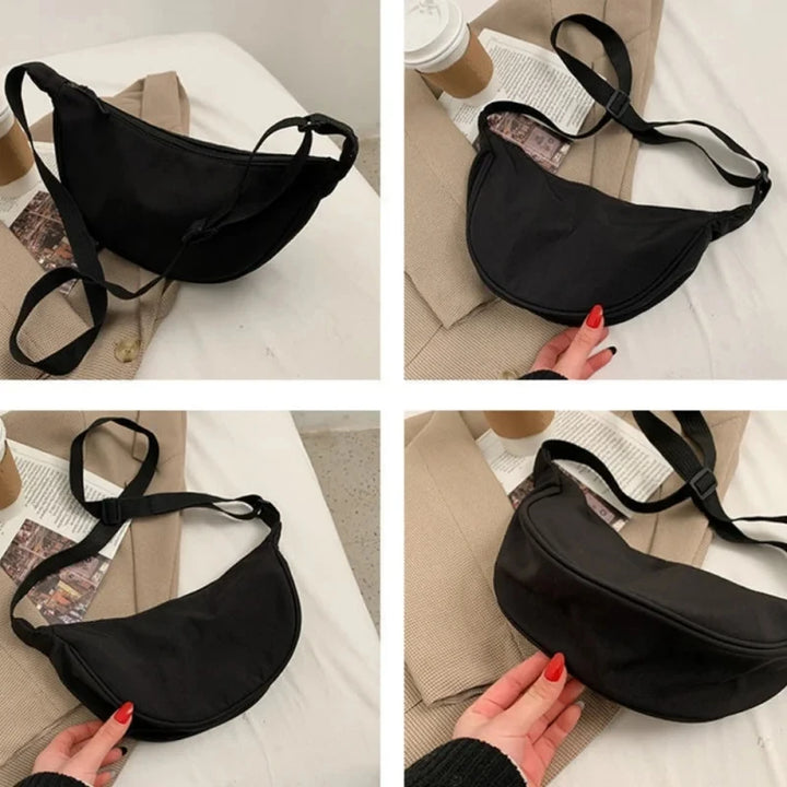 Women Shoulder Bags Solid Color Nylon Dumpling Messenger Bag 2025