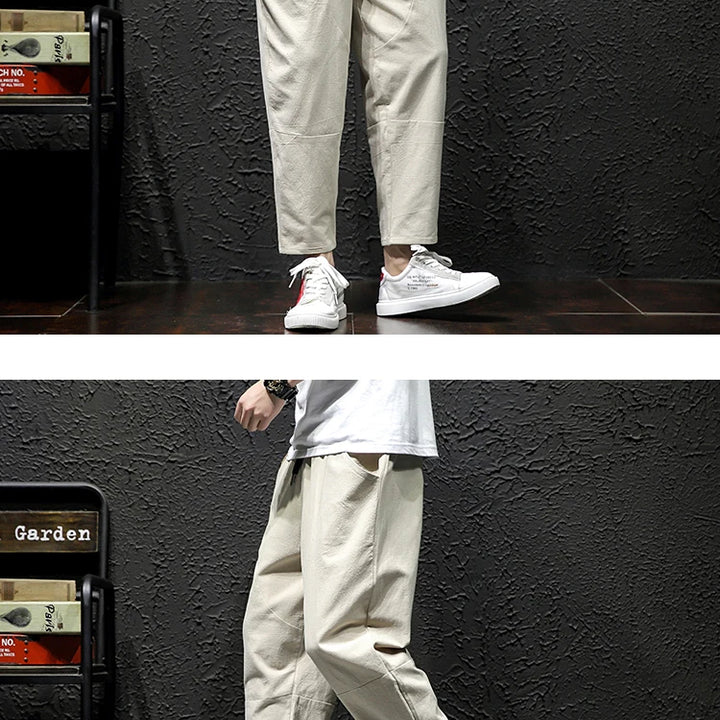 100% Cotton Ankle Length Pants Summer Casual Pants Man Trendy