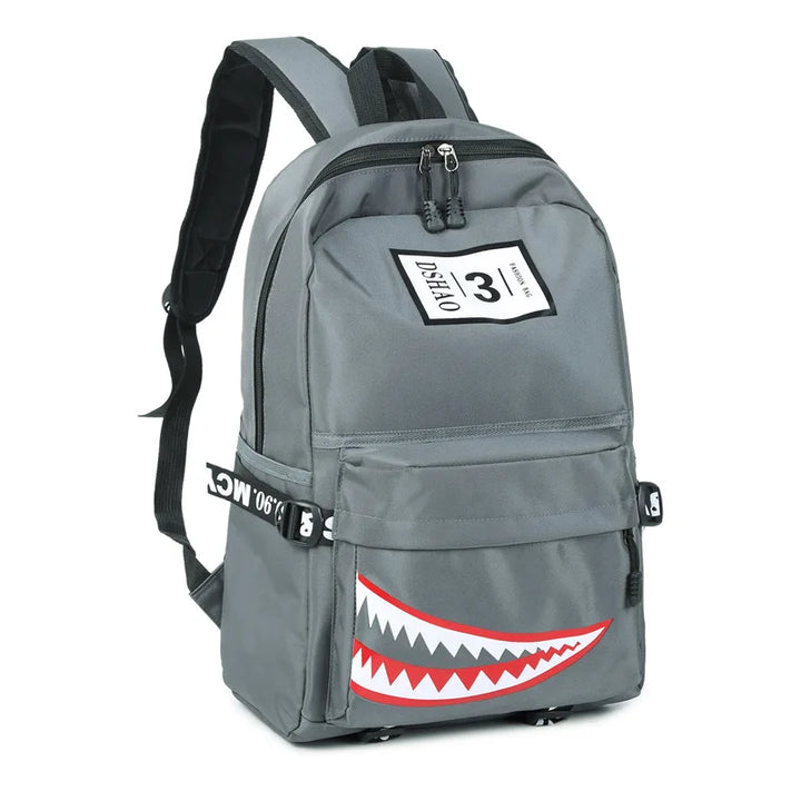 Designer shark mouth school backpacks college student girl boys waterproof