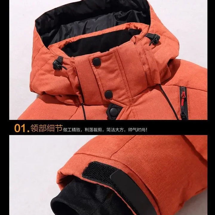 Thick Down Jacket with Collar for Men, Warm Parka, Casual Coat, Waterproof