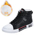 Plush White Shoes For Men Winter High Top Leather Sneakers Male Waterproof