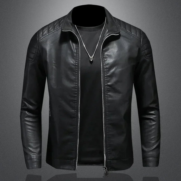 Men standing collar Jacke, leather motorcycle jacket men