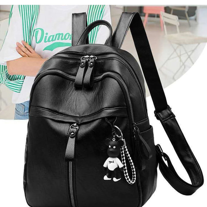 Black Backpacks for Women High Capacity PU Waterproof College Backpack Trendy Women Laptop School Bags Girl Travel School Bags