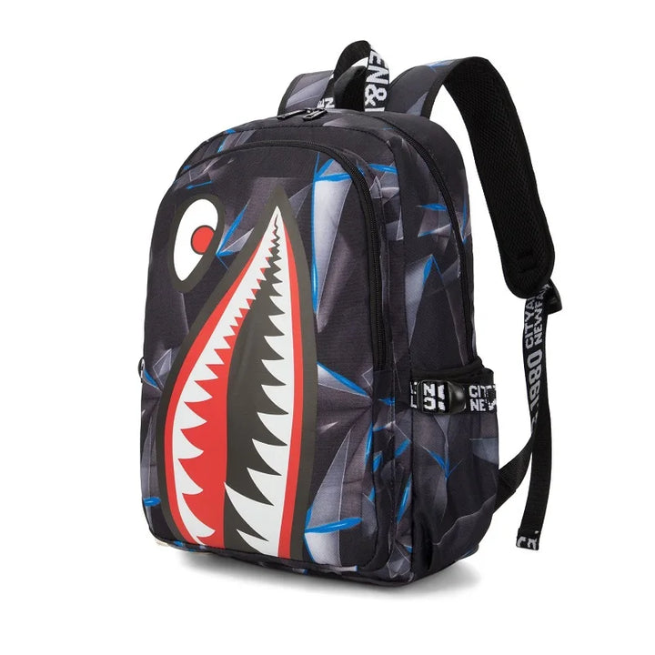 Designer shark mouth school backpacks college student girl boys waterproof