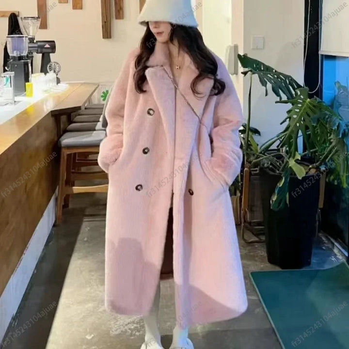 New Women's Winter Fur Fur One Piece Coat Long Thickened Fur Coat