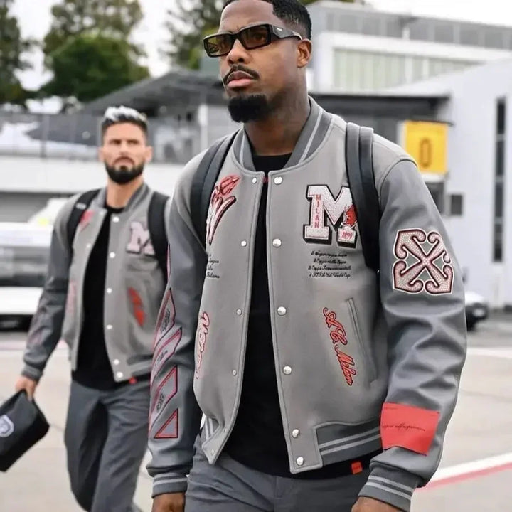 Trendy Soccer Fashion New Men's Embroidered Bomber Jacket Hip Hop Letter