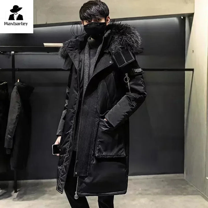 Winter Large Collar Men's Parka Down Jacket 2025 Men's Mid Length