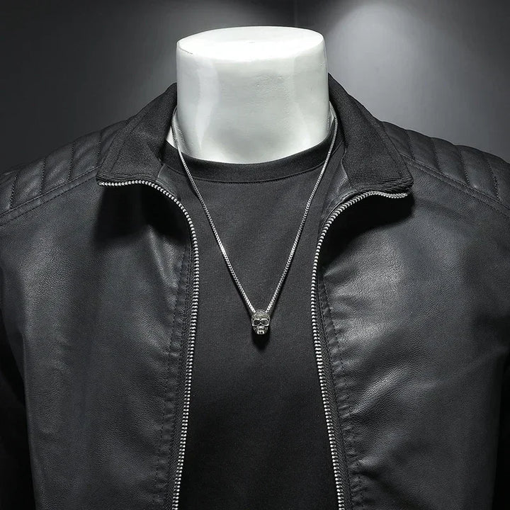 Men standing collar Jacke, leather motorcycle jacket men