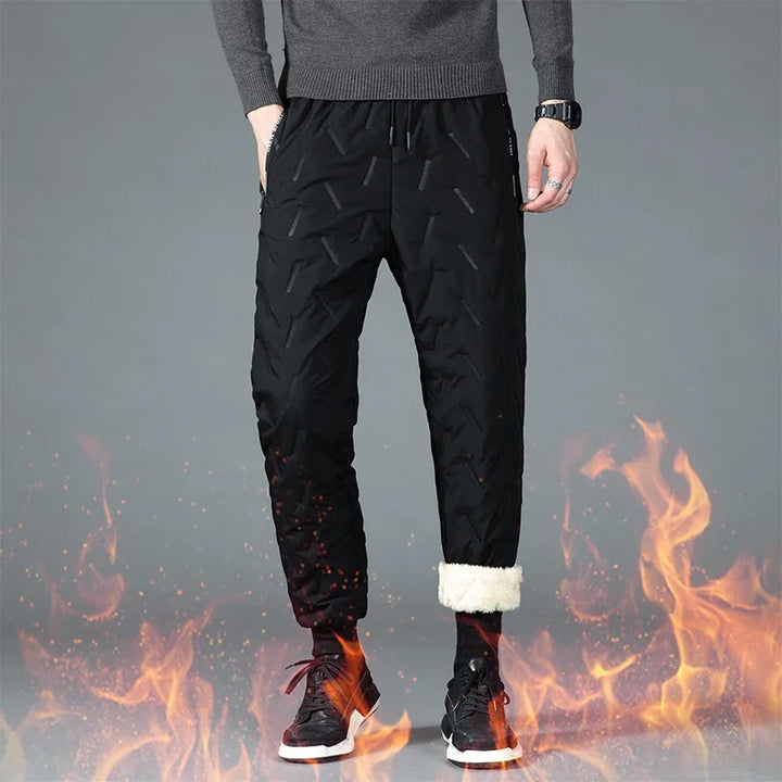 UETEEY Winter Fleece Pants Men Lambswool Thicken Warm Waterproof