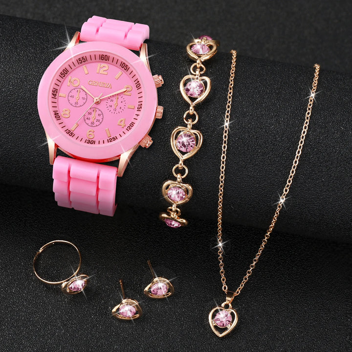 5/6PCS Women Watches Fashion Silicone Band Women