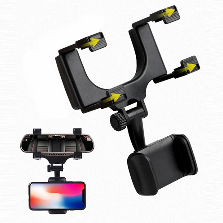 360° Car Mirror Telescopic Smart Phone Holder Mount Mobile Support