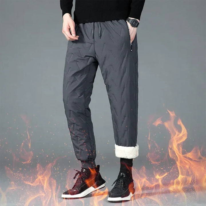 UETEEY Winter Fleece Pants Men Lambswool Thicken Warm Waterproof