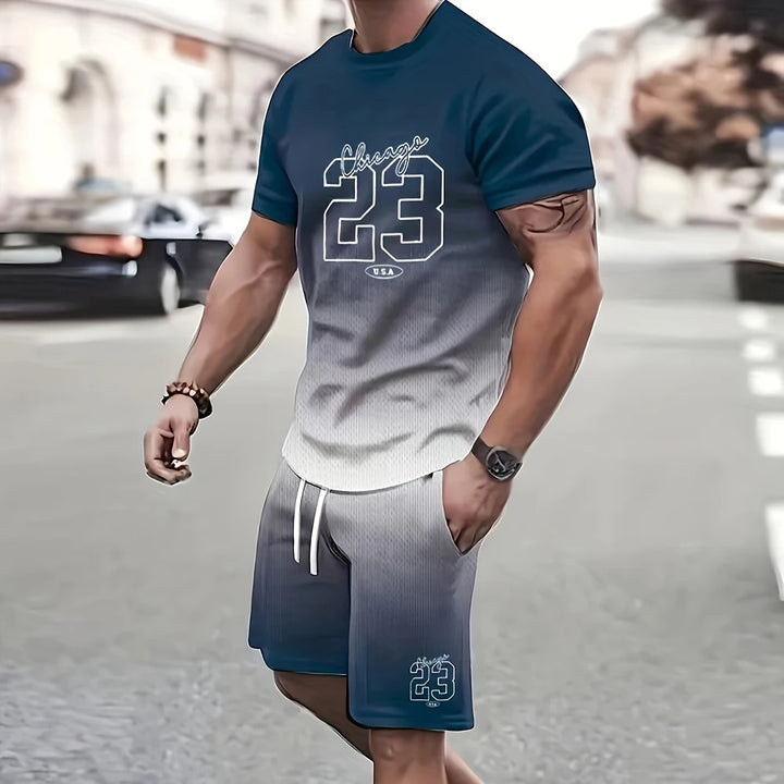 2025 Fashion Trendy Handsome Men's T-shirt Shorts Two-piece Summer Casual