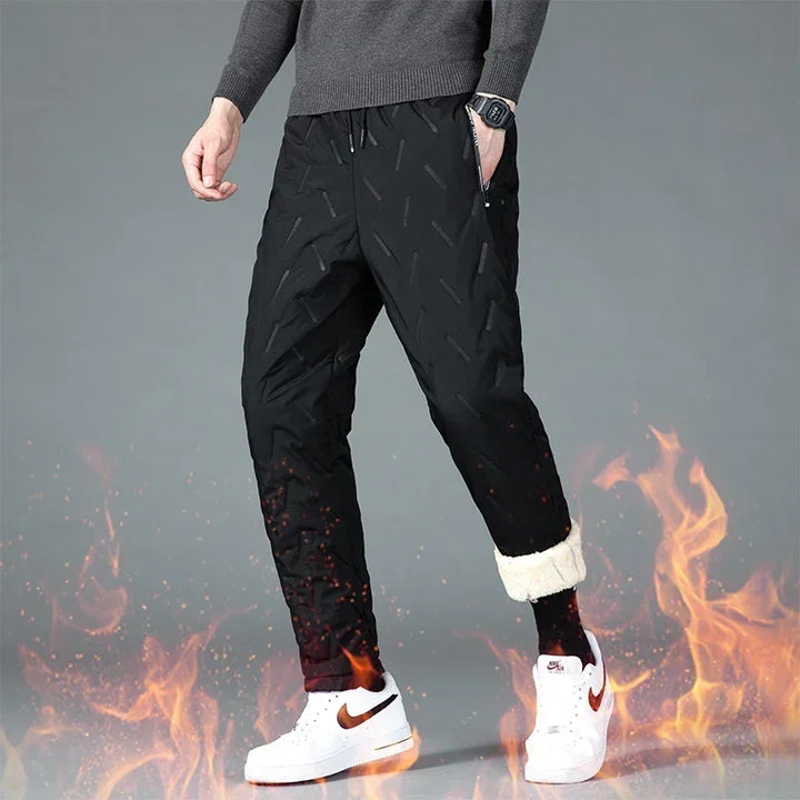 UETEEY Winter Fleece Pants Men Lambswool Thicken Warm Waterproof