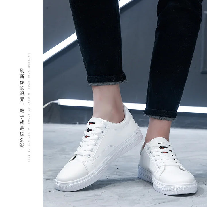 Plush White Shoes For Men Winter High Top Leather Sneakers Male Waterproof