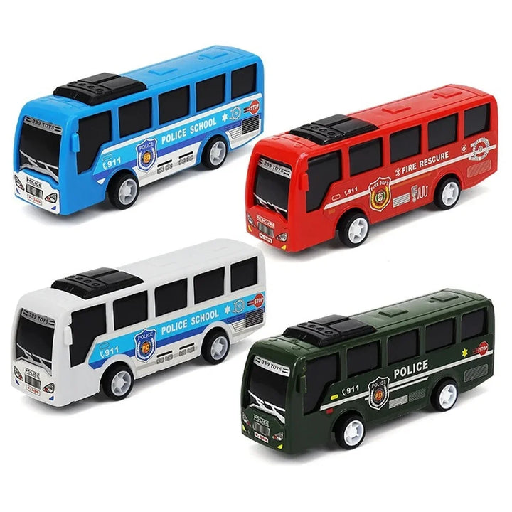 2Pcs Mini Bus Model Toy Pull Back