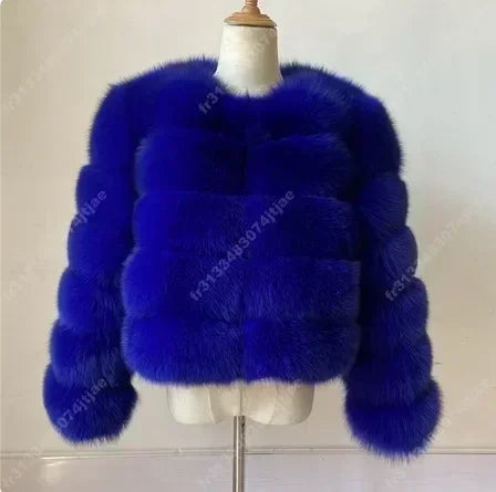 Long Sleeve Faux Fur Coat 2025 Winter Women Fashion Thick Warm Fuzzy