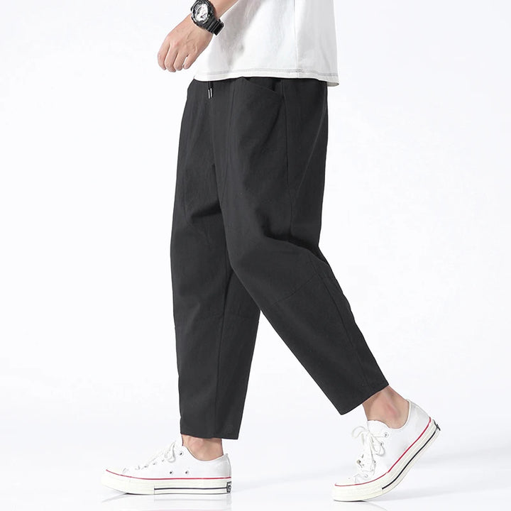 100% Cotton Ankle Length Pants Summer Casual Pants Man Trendy