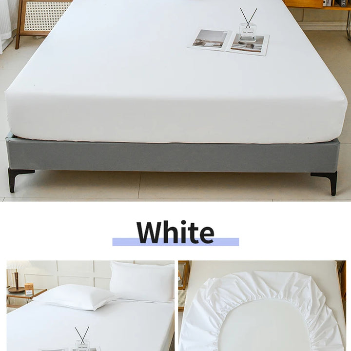 Waterproof Fitted Bed Sheet With 360 Elastic Band Mattress protector Cover Bedspreads for Single Double King Queen Size Bedsheet