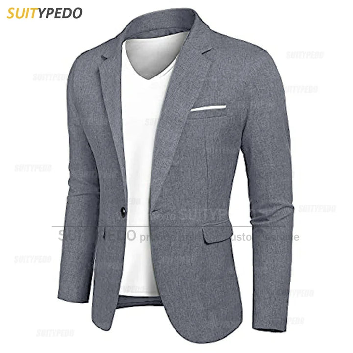 Fashion Navy Blue Jacket For Men Evening Dinner Formal Costumes Wedding