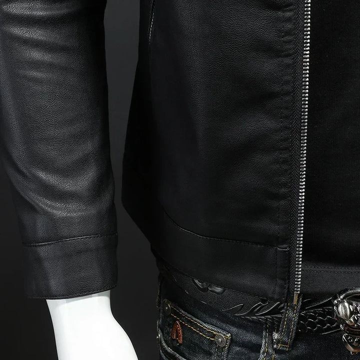 Men standing collar Jacke, leather motorcycle jacket men