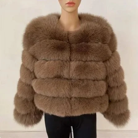 Long Sleeve Faux Fur Coat 2025 Winter Women Fashion Thick Warm Fuzzy