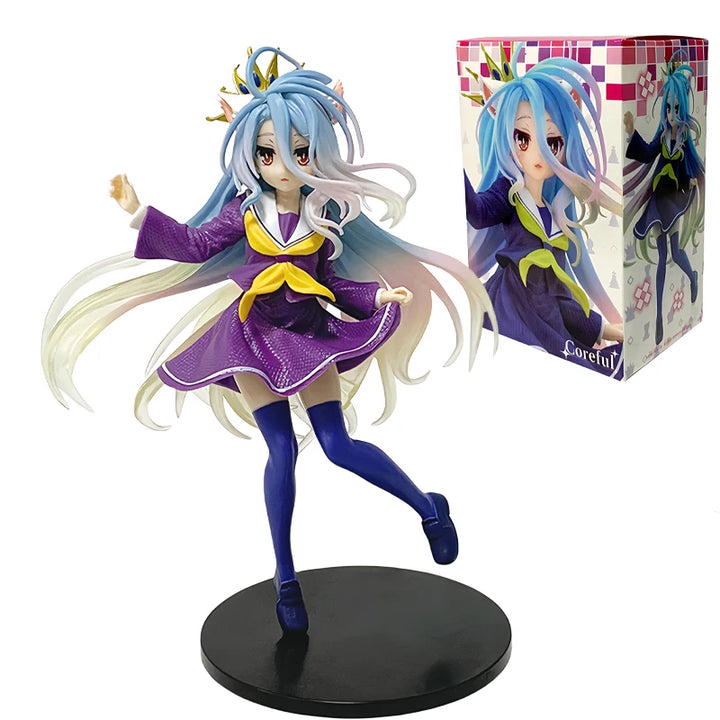 Game No Life Anime Girl Figure Shiro Cat Ear School Uniform