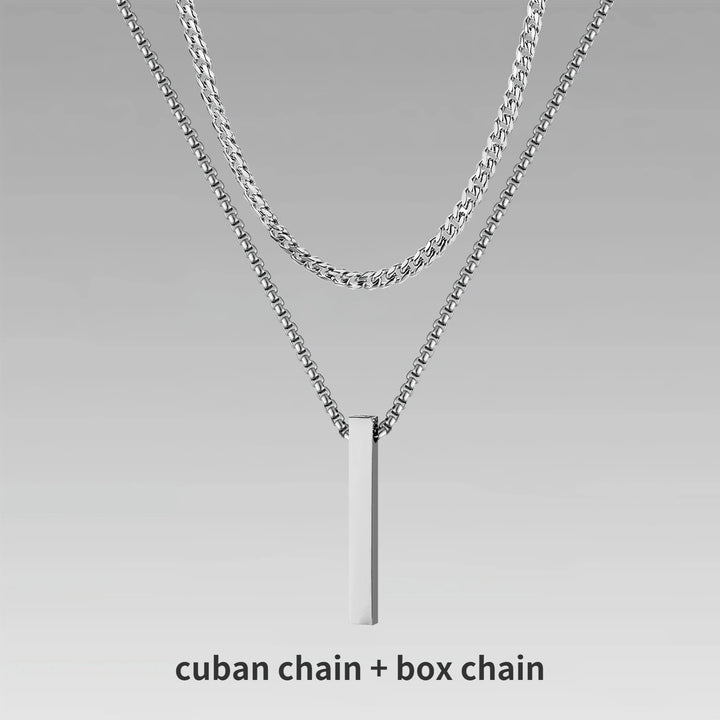 Vnox 3D Vertical Bar Necklaces for Men, Layering Stainless Steel Geometric