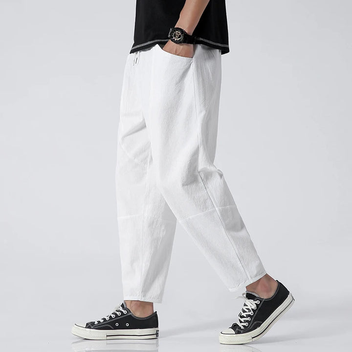 100% Cotton Ankle Length Pants Summer Casual Pants Man Trendy