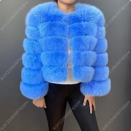 Long Sleeve Faux Fur Coat 2025 Winter Women Fashion Thick Warm Fuzzy