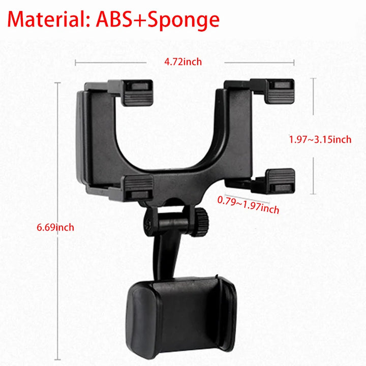 360° Car Mirror Telescopic Smart Phone Holder Mount Mobile Support