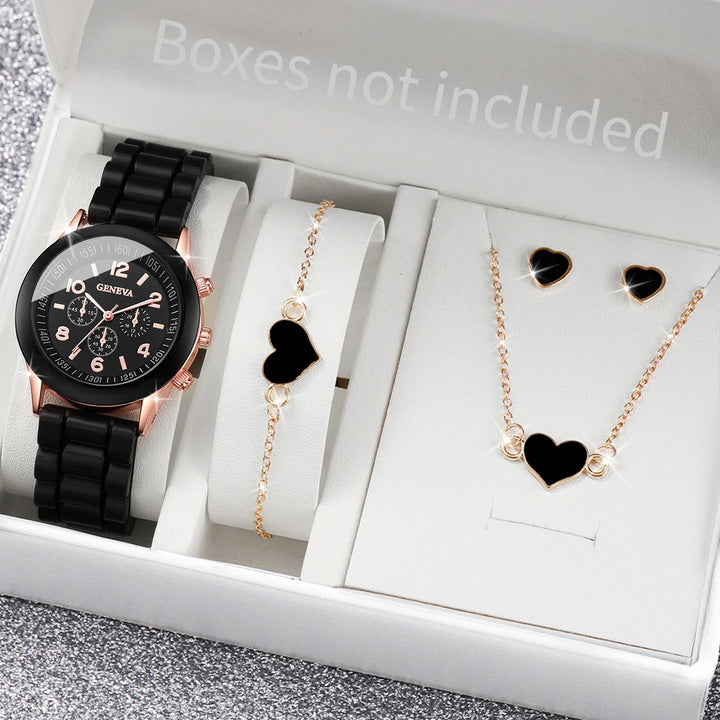 5/6PCS Women Watches Fashion Silicone Band Women