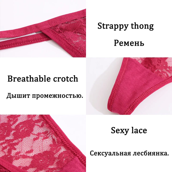 5Pcs Sexy Women's G-String Lace Panties Floral Lingerie Woman Panties Sexy