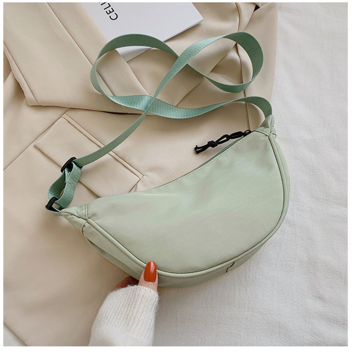 Women Shoulder Bags Solid Color Nylon Dumpling Messenger Bag 2025